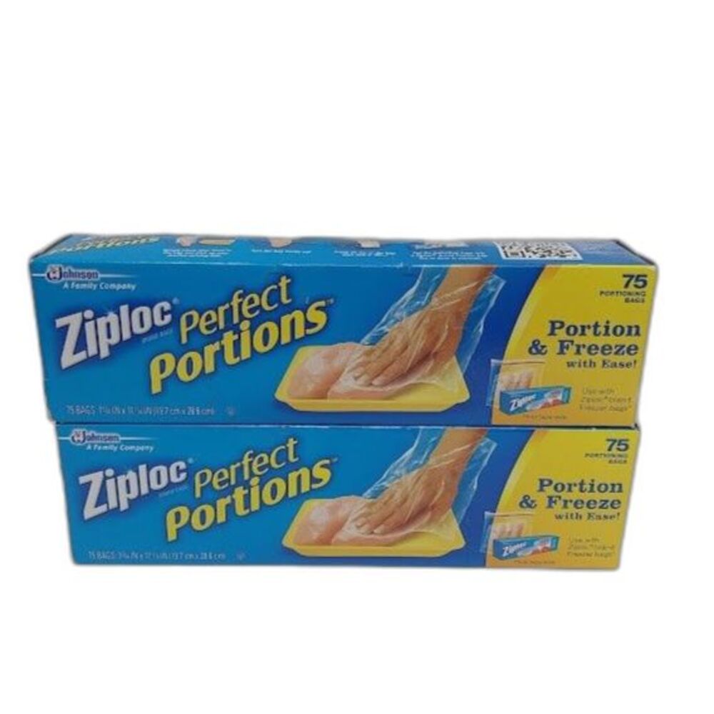 Ziploc Perfect Portions Freezer Bag, 75 Count each (150 total) NEW